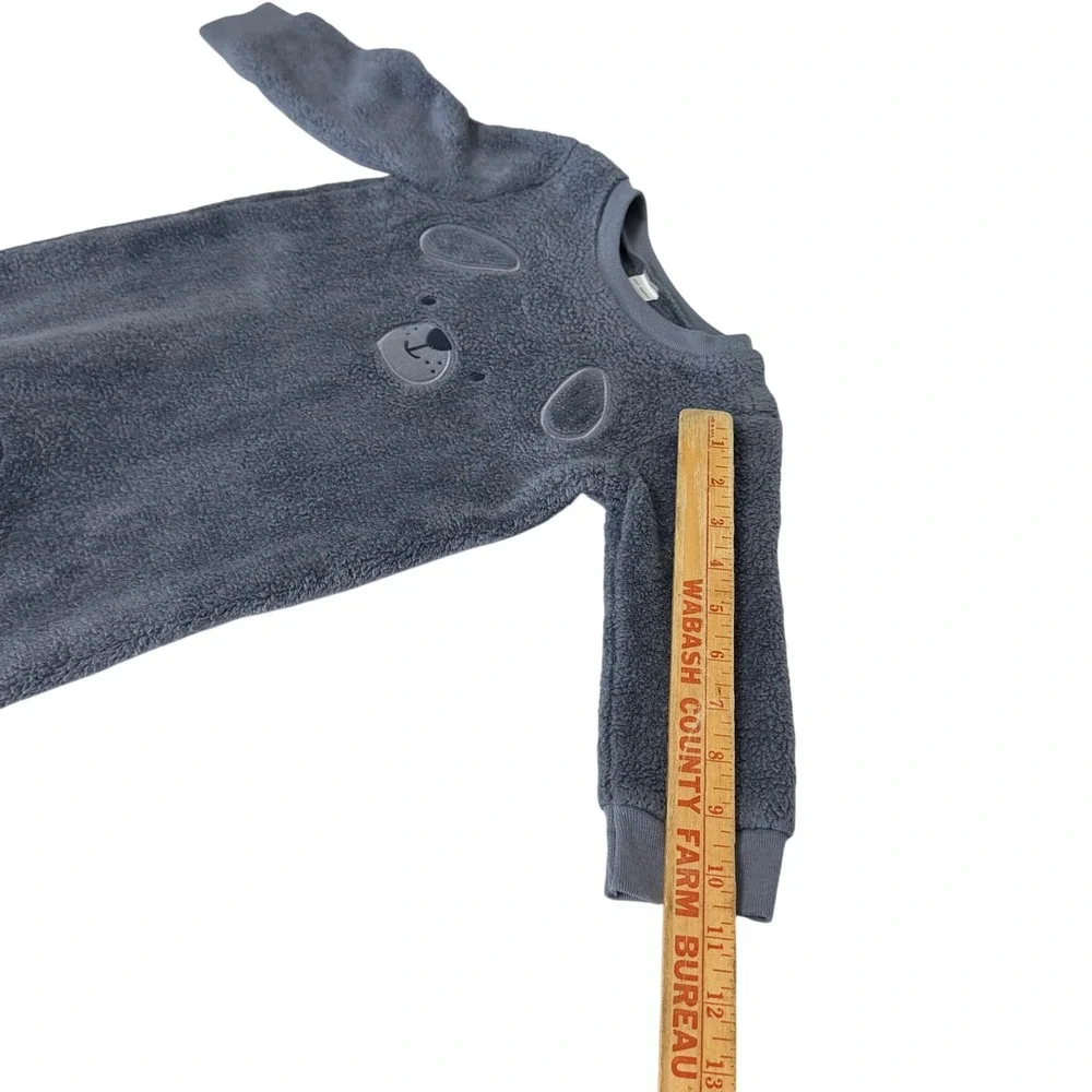 Carters Baby Boy 18M Sherpa Fleece Dog Face Jumpsuit Sleeper Gray Slate Blue